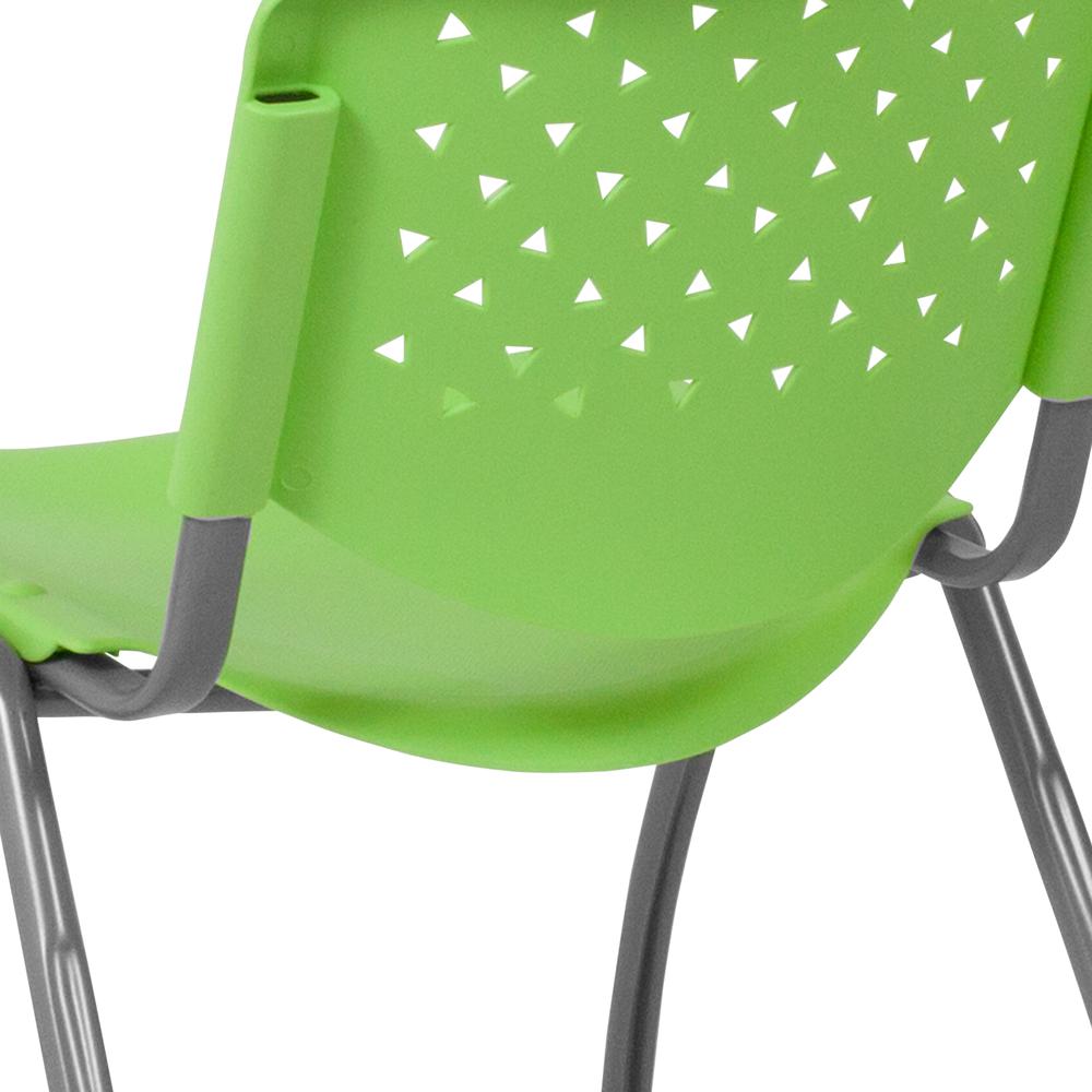880 lb. Capacity Green Plastic Stack Chair with Titanium Gray Powder Coated Frame. Picture 7