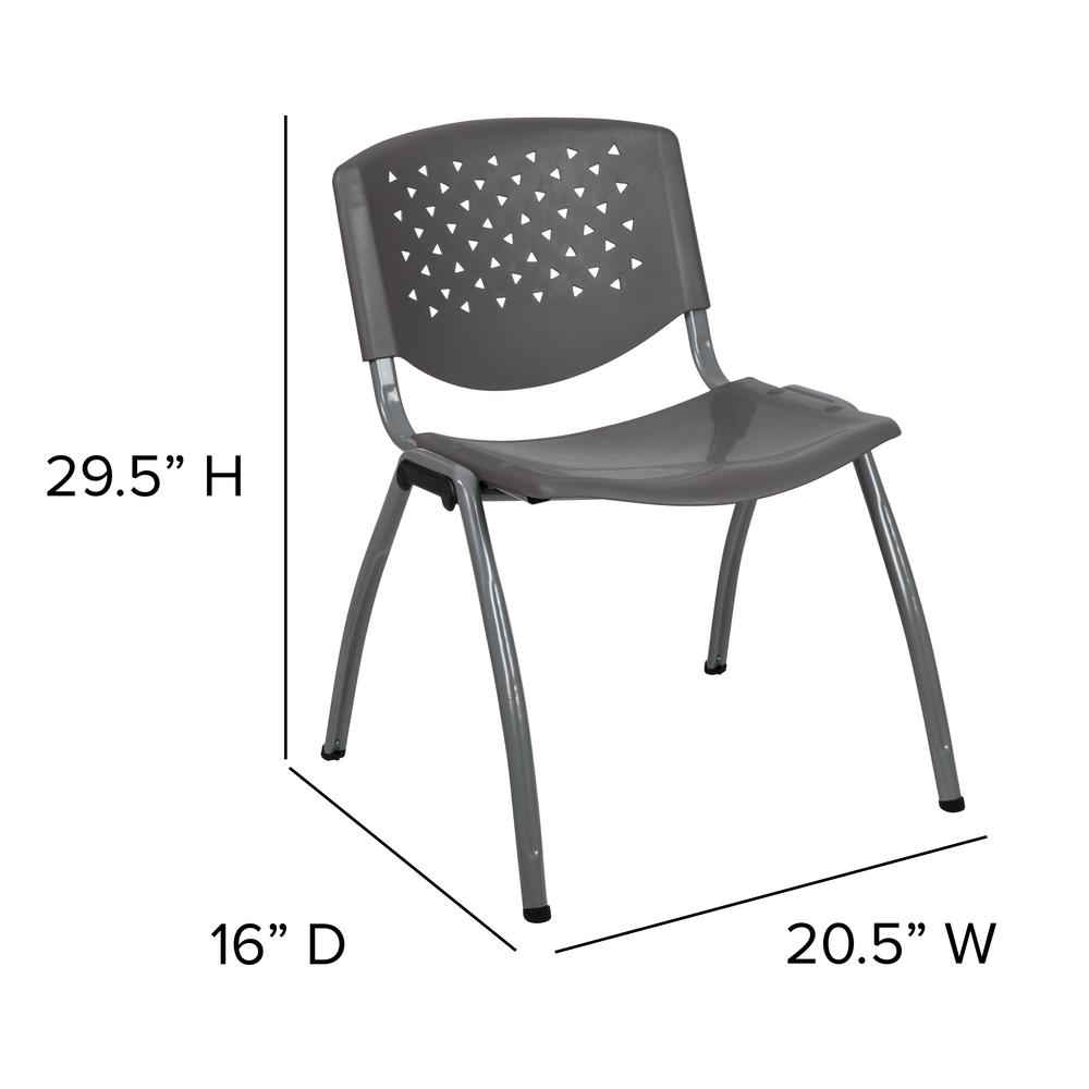 HERCULES Series 880 lb. Capacity Gray Plastic Stack Chair with Titanium Gray Powder Coated Frame. Picture 2