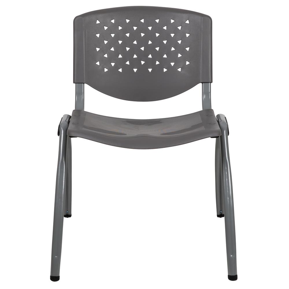 HERCULES Series 880 lb. Capacity Gray Plastic Stack Chair with Titanium Gray Powder Coated Frame. Picture 5