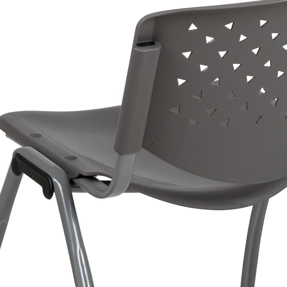 HERCULES Series 880 lb. Capacity Gray Plastic Stack Chair with Titanium Gray Powder Coated Frame. Picture 8