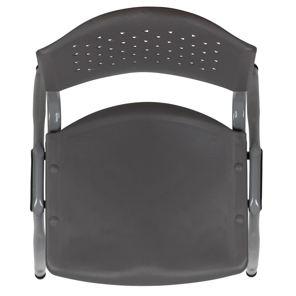 HERCULES Series 880 lb. Capacity Gray Plastic Stack Chair with Titanium Gray Powder Coated Frame. Picture 9
