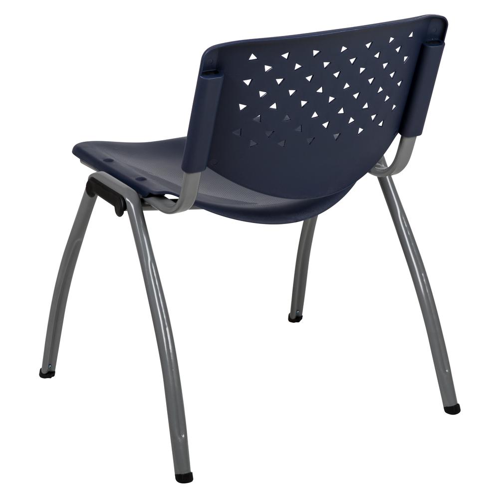 HERCULES Series 880 lb. Capacity Navy Plastic Stack Chair with Titanium Gray Powder Coated Frame. Picture 4