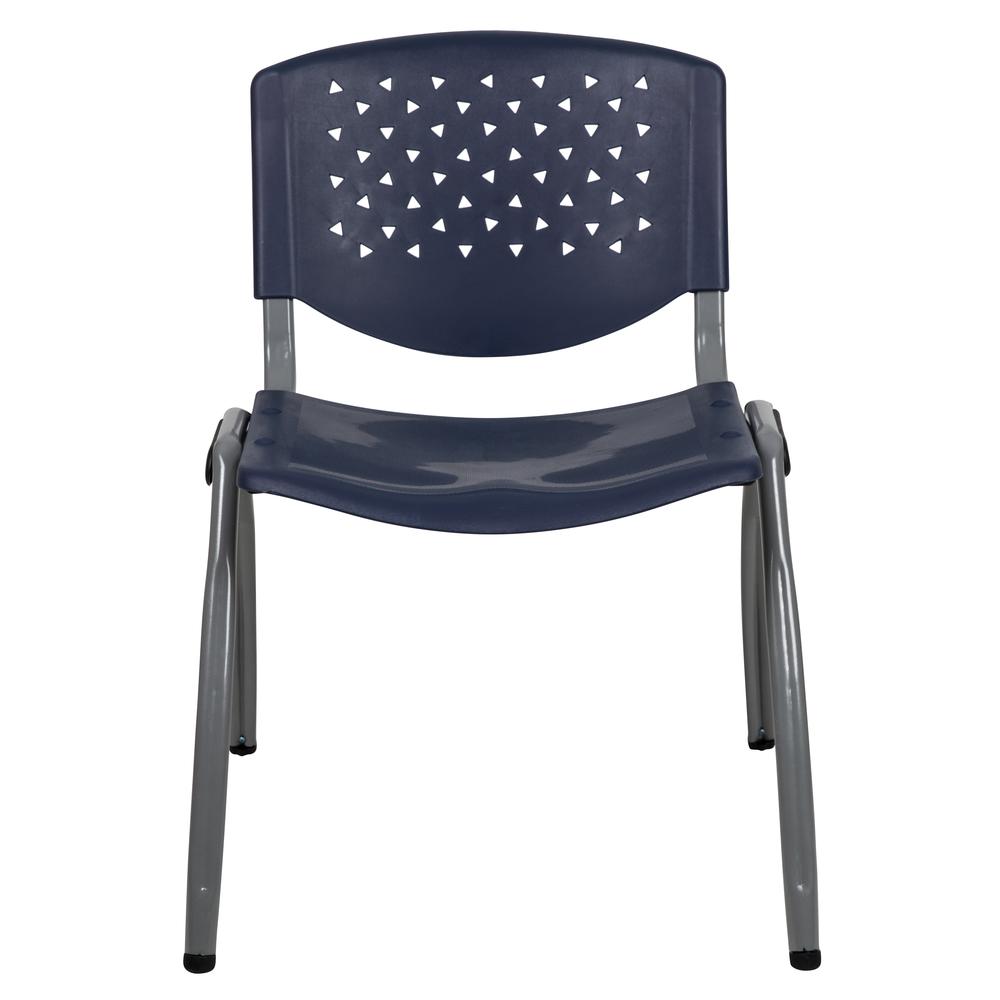 HERCULES Series 880 lb. Capacity Navy Plastic Stack Chair with Titanium Gray Powder Coated Frame. Picture 5
