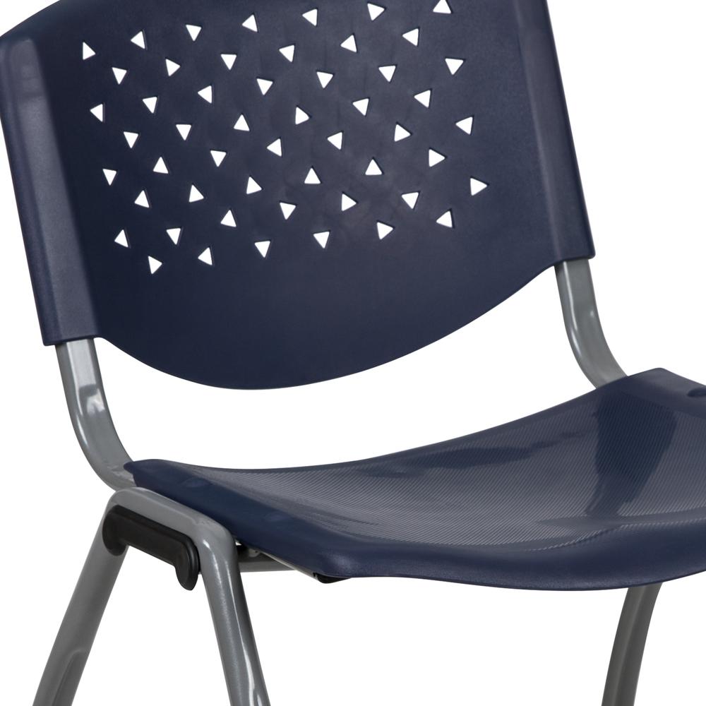 HERCULES Series 880 lb. Capacity Navy Plastic Stack Chair with Titanium Gray Powder Coated Frame. Picture 7