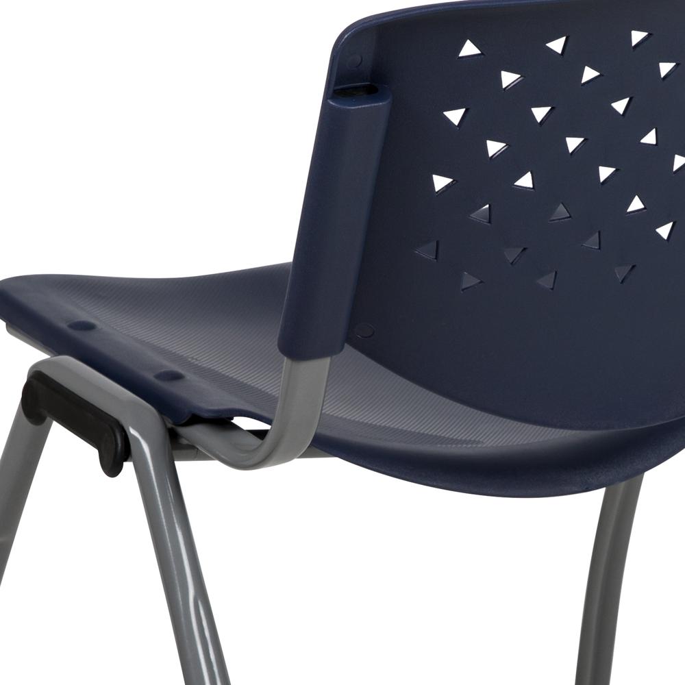 HERCULES Series 880 lb. Capacity Navy Plastic Stack Chair with Titanium Gray Powder Coated Frame. Picture 8