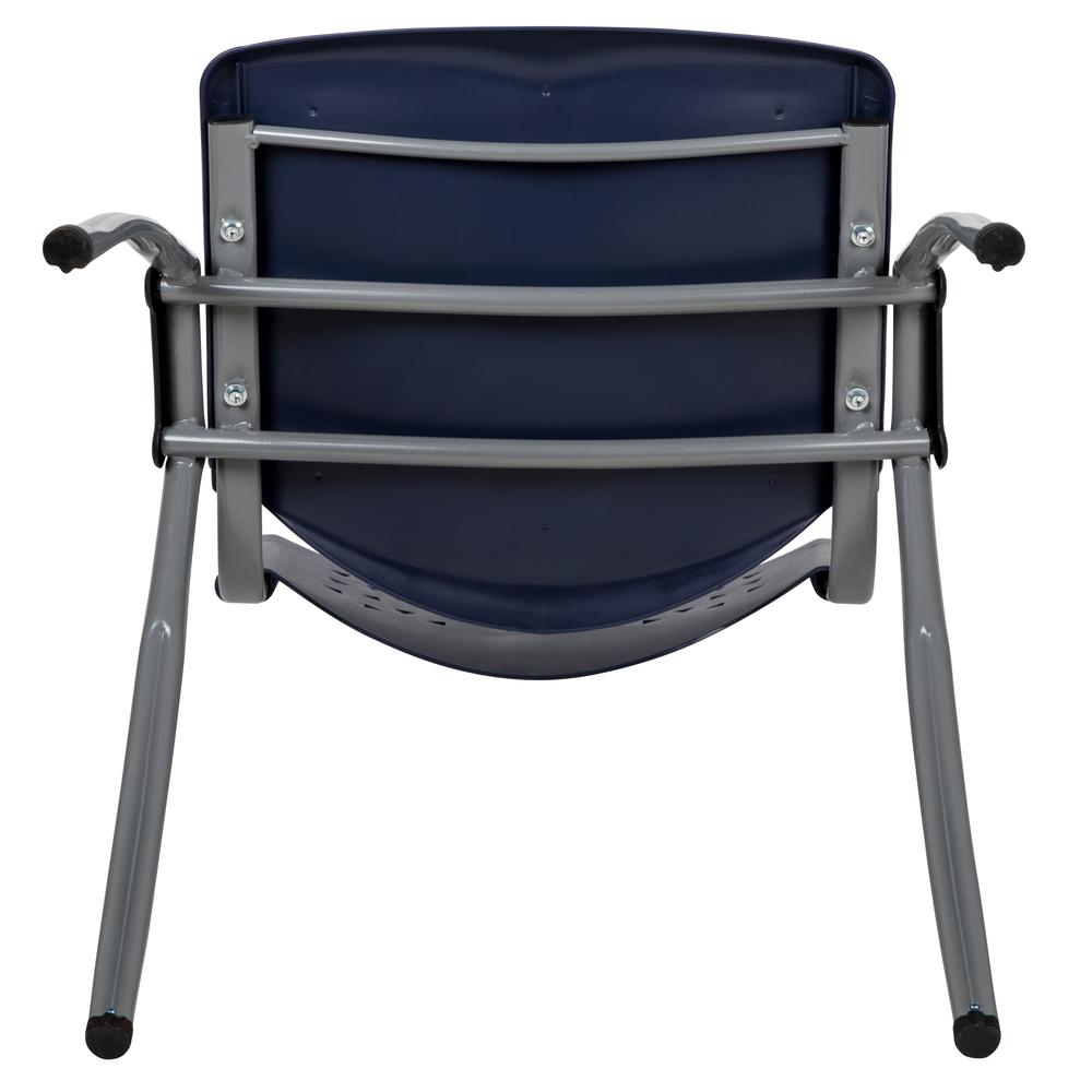 HERCULES Series 880 lb. Capacity Navy Plastic Stack Chair with Titanium Gray Powder Coated Frame. Picture 10