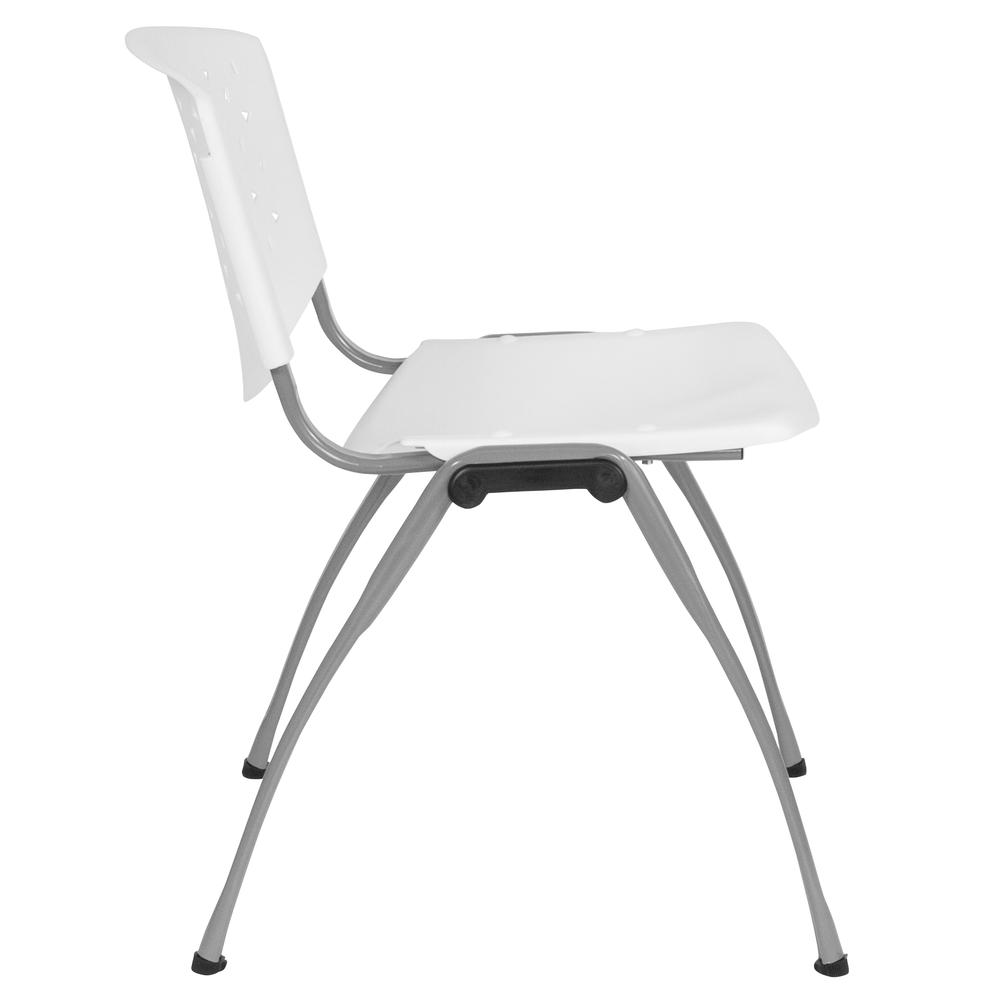 880 lb. Capacity White Plastic Stack Chair with Titanium Gray Powder Coated Frame. Picture 2