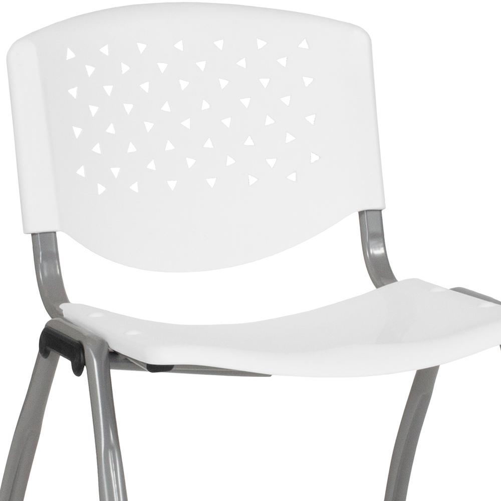 880 lb. Capacity White Plastic Stack Chair with Titanium Gray Powder Coated Frame. Picture 6