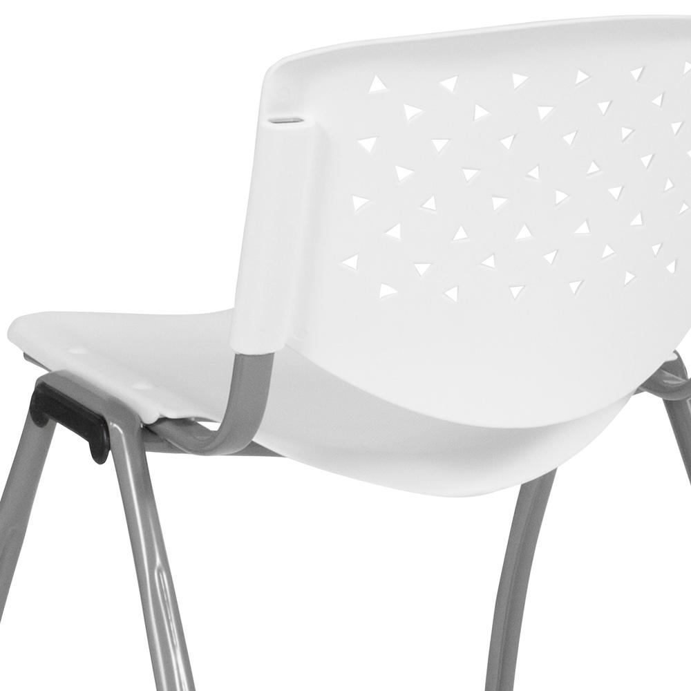 880 lb. Capacity White Plastic Stack Chair with Titanium Gray Powder Coated Frame. Picture 7