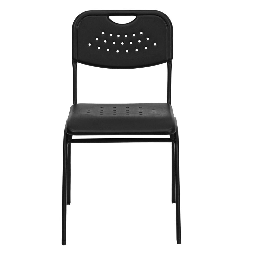 880 lb. Capacity Black Plastic Stack Chair with Open Back and Black Frame. Picture 4