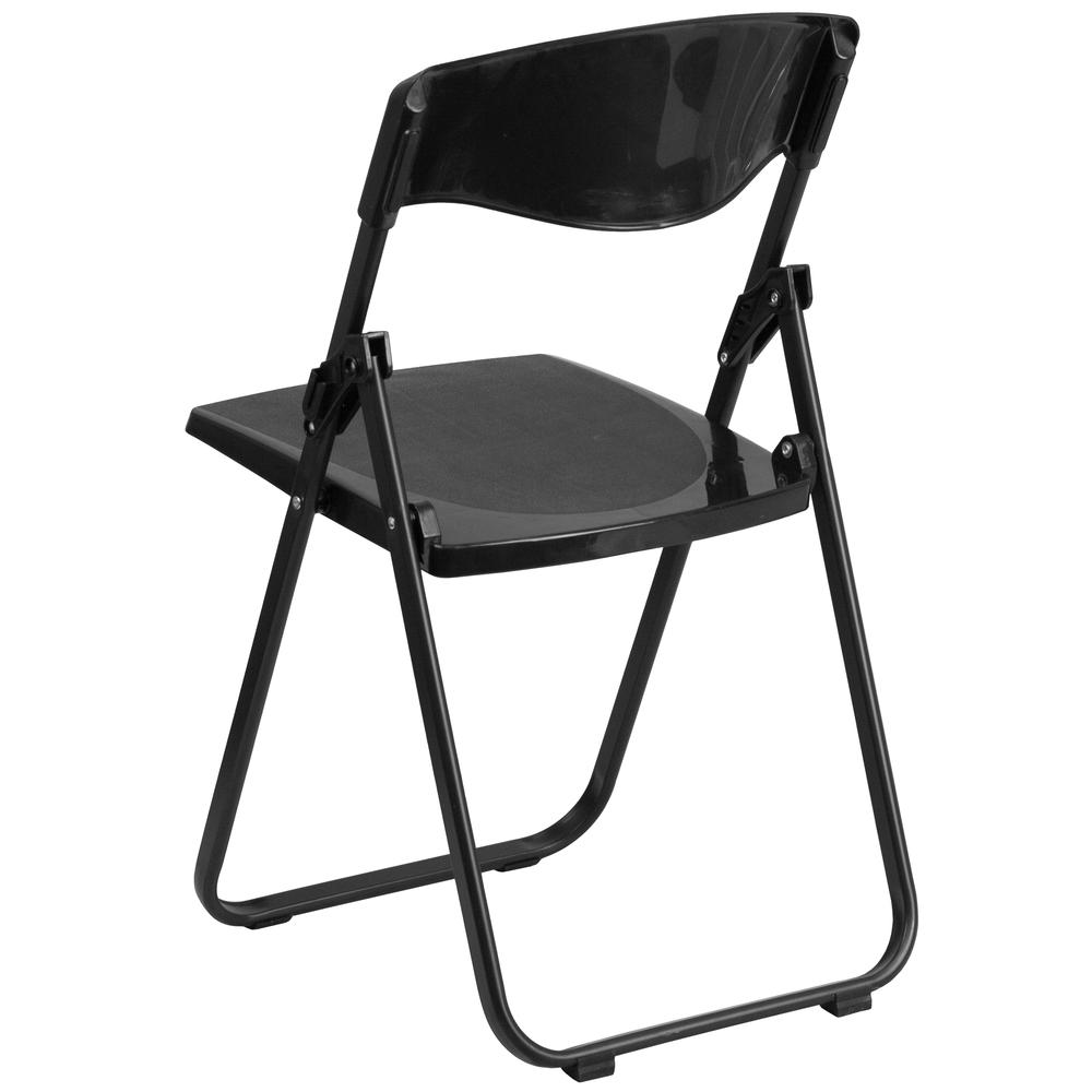 HERCULES Series 500 lb. Capacity Heavy Duty Black Plastic Folding Chair with Built-in Ganging Brackets. Picture 4
