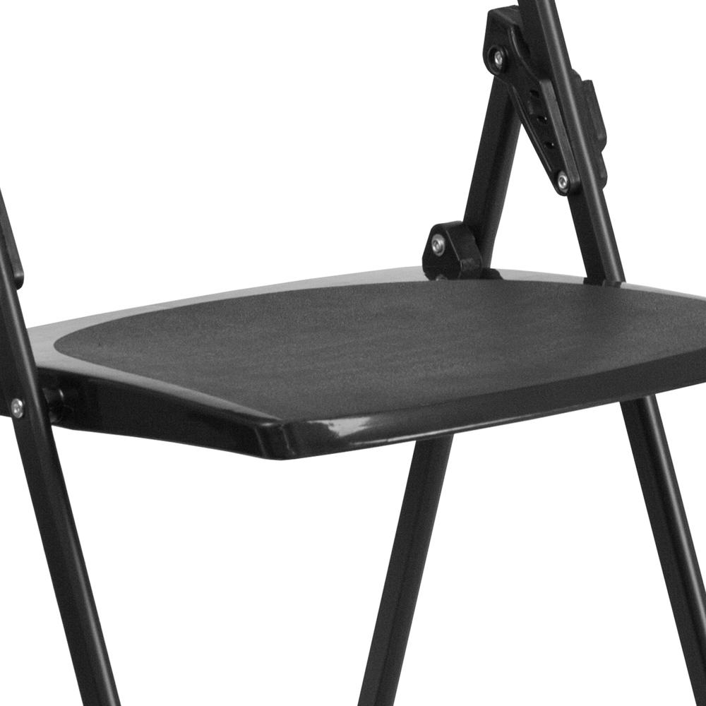 500 lb. Capacity Heavy Duty Black Plastic Folding Chair with Built-in Ganging Brackets. Picture 17