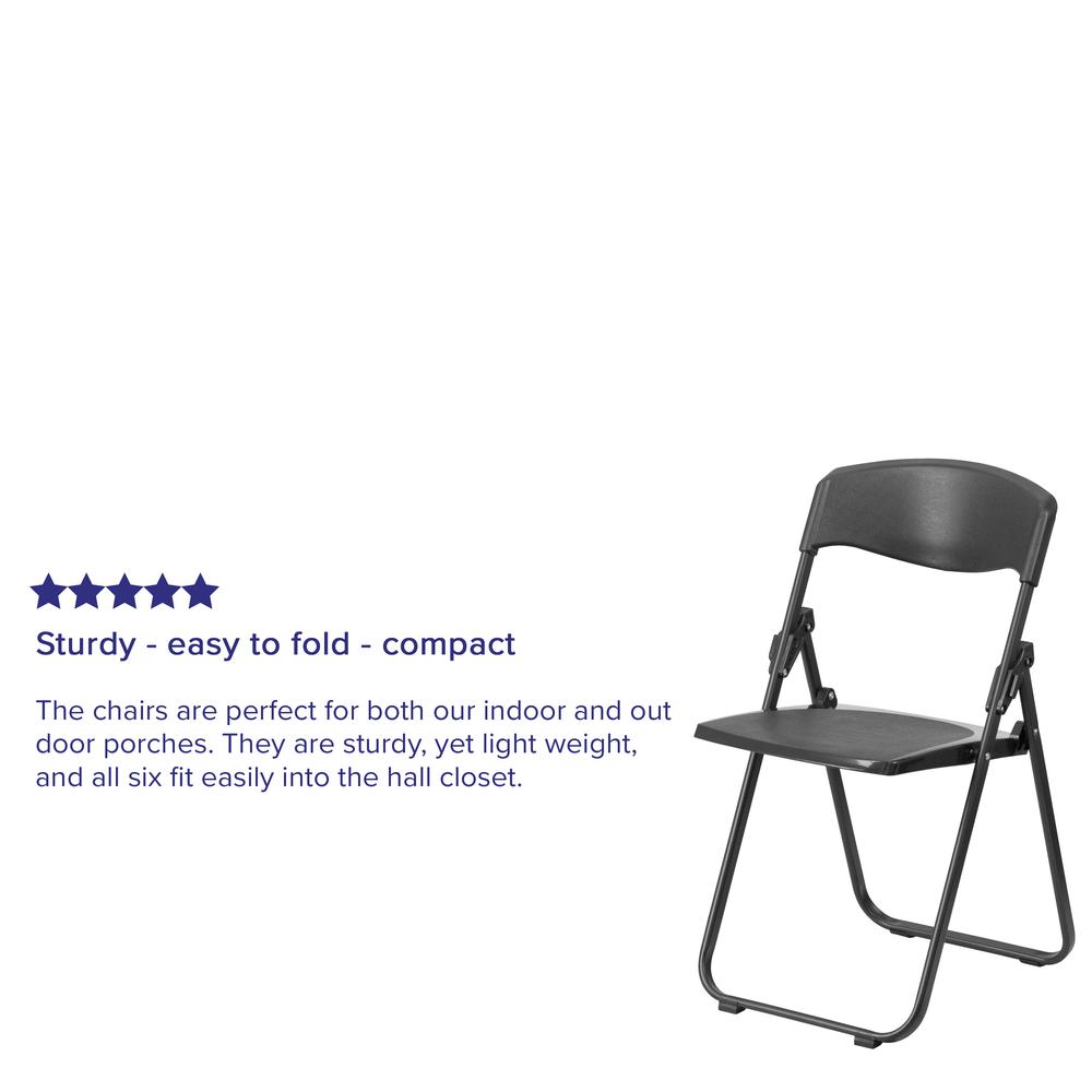 500 lb. Capacity Heavy Duty Black Plastic Folding Chair with Built-in Ganging Brackets. Picture 20