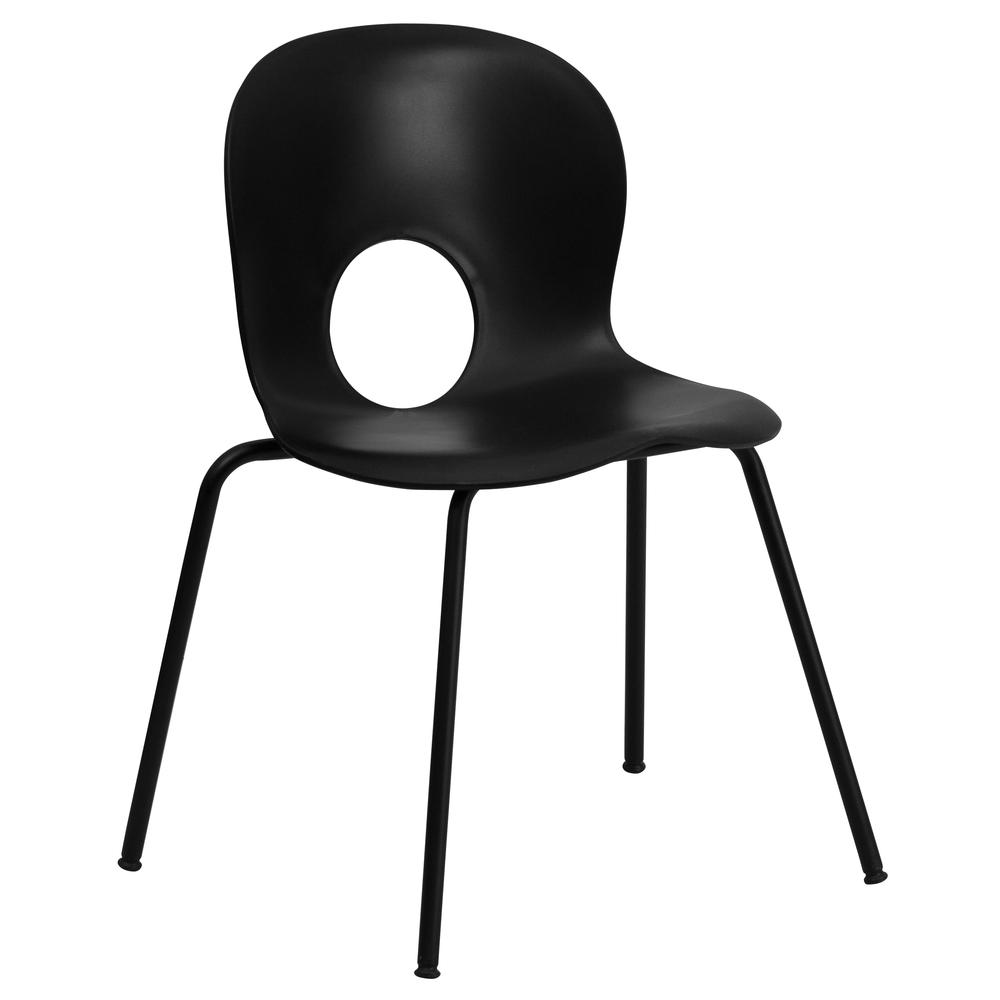 HERCULES Series 770 lb. Capacity Designer Black Plastic Stack Chair with Black Frame. Picture 1