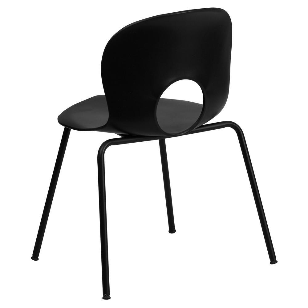 HERCULES Series 770 lb. Capacity Designer Black Plastic Stack Chair with Black Frame. Picture 3