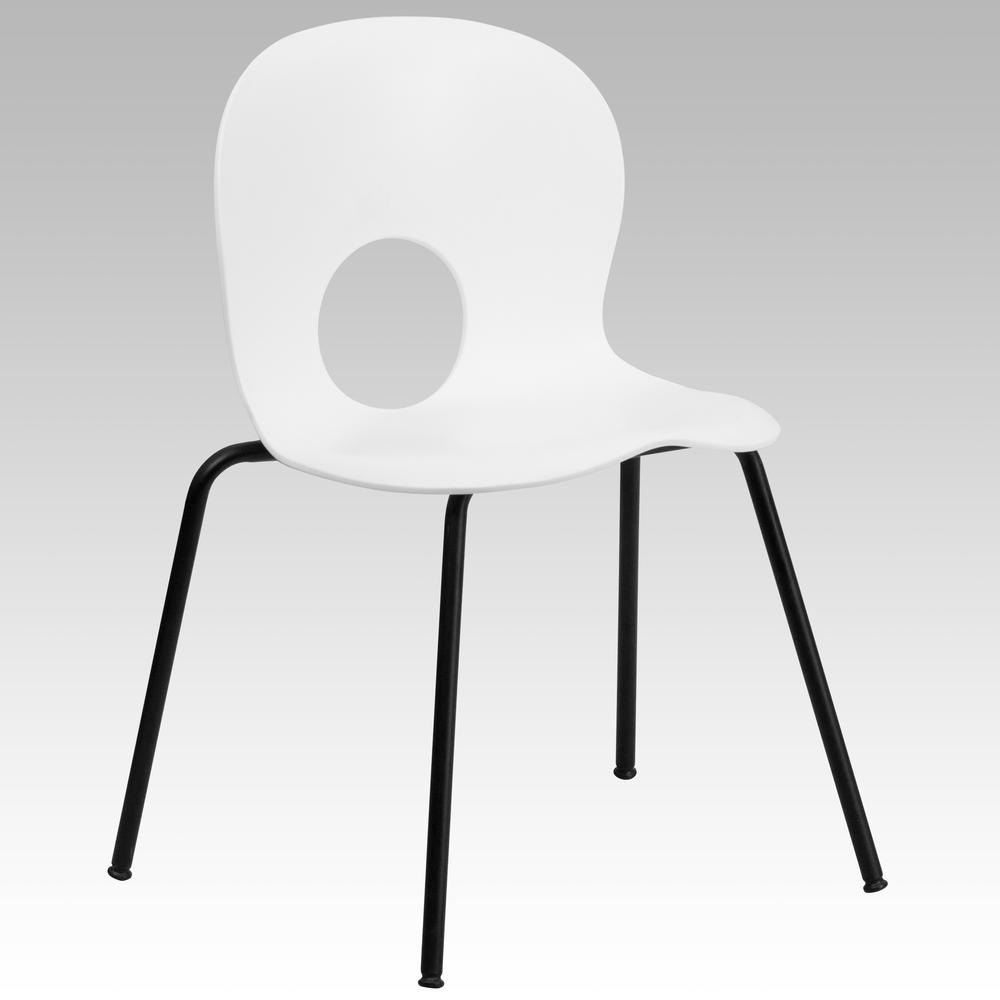 HERCULES Series 770 lb. Capacity Designer White Plastic Stack Chair with Black Frame. Picture 1