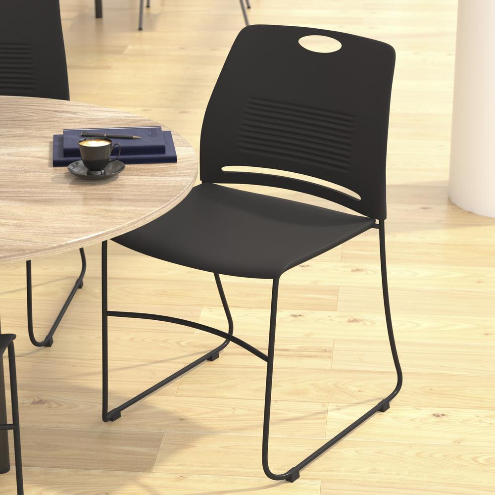 Modern Commercial Grade Contoured Stack Chair with Sled Base. Picture 9