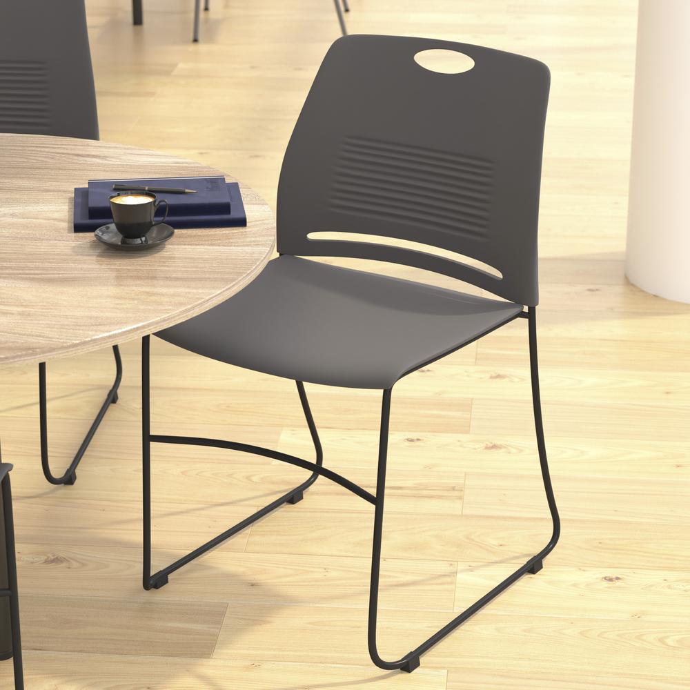 Modern Commercial Grade Contoured Stack Chair with Sled Base. Picture 3