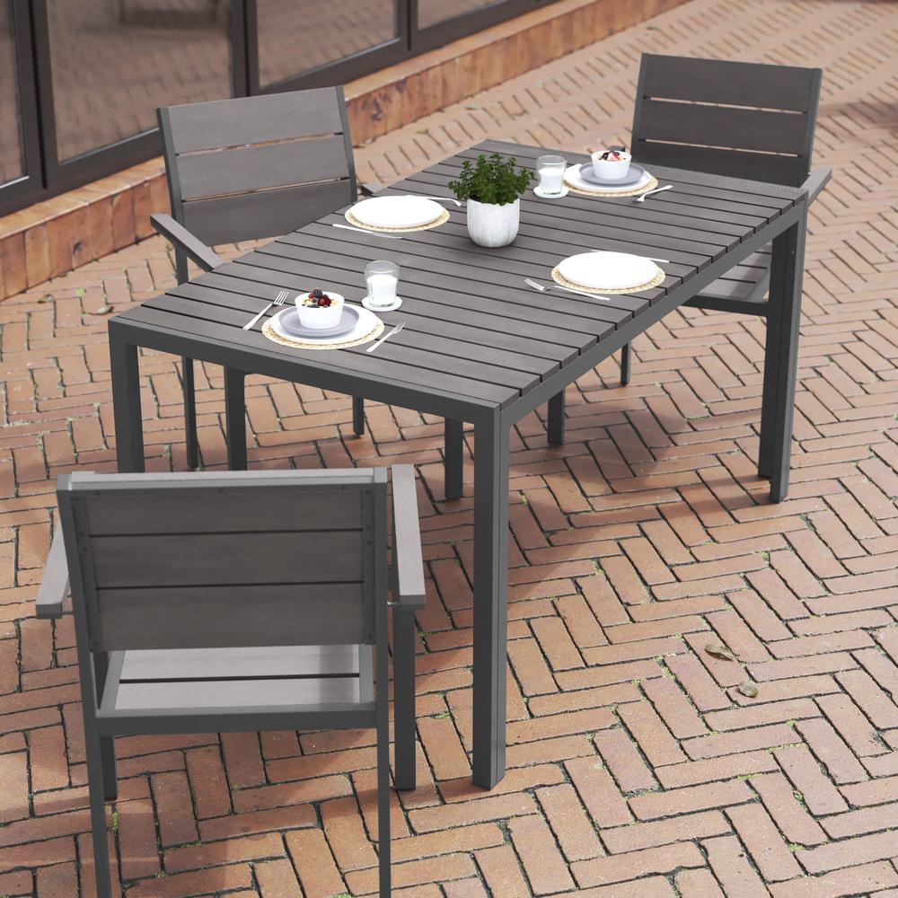 Modern Commercial Grade 55" x 31" Patio Dining Table. Picture 9