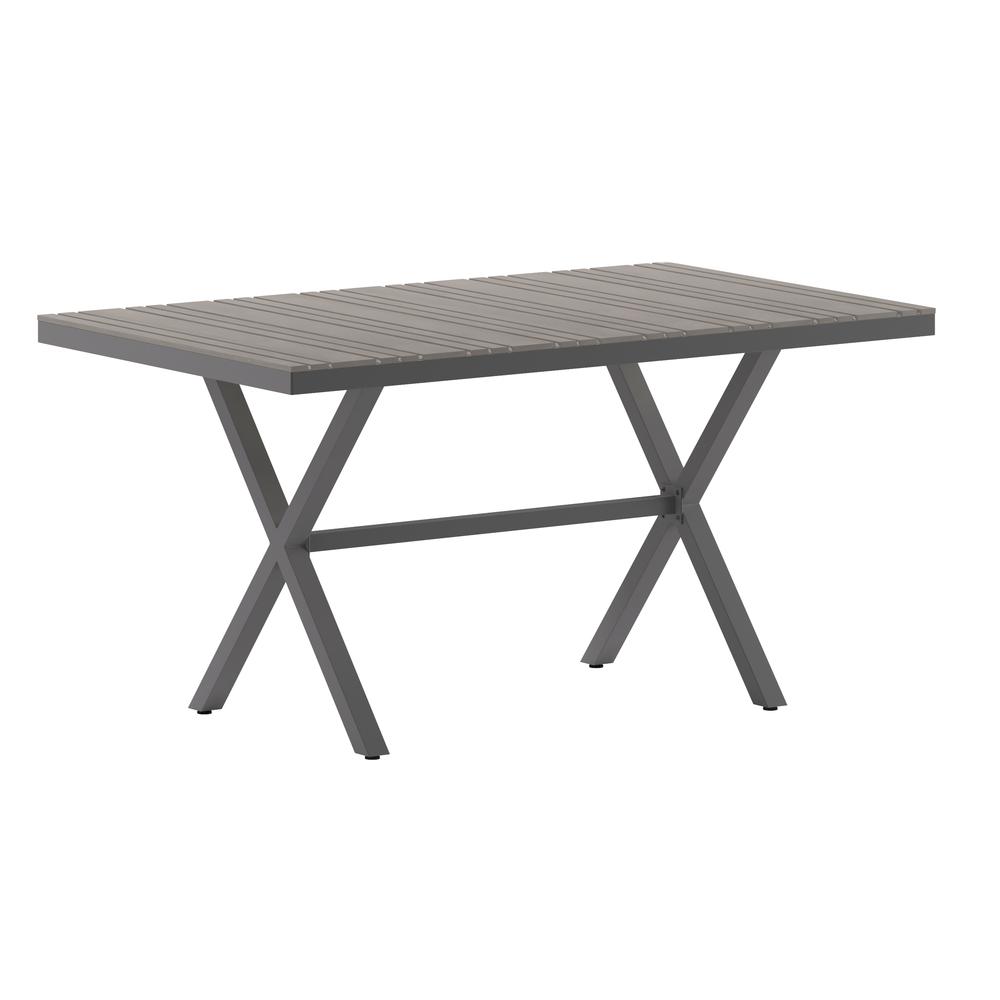 Modern Commercial Grade X-Frame Patio Dining Table. Picture 1