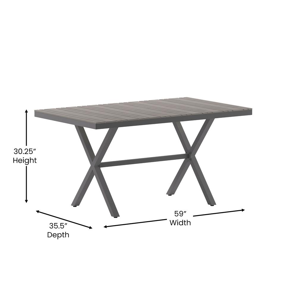 Modern Commercial Grade X-Frame Patio Dining Table. Picture 8