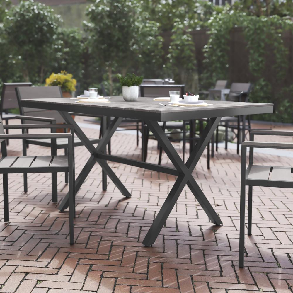 Modern Commercial Grade X-Frame Patio Dining Table. Picture 4