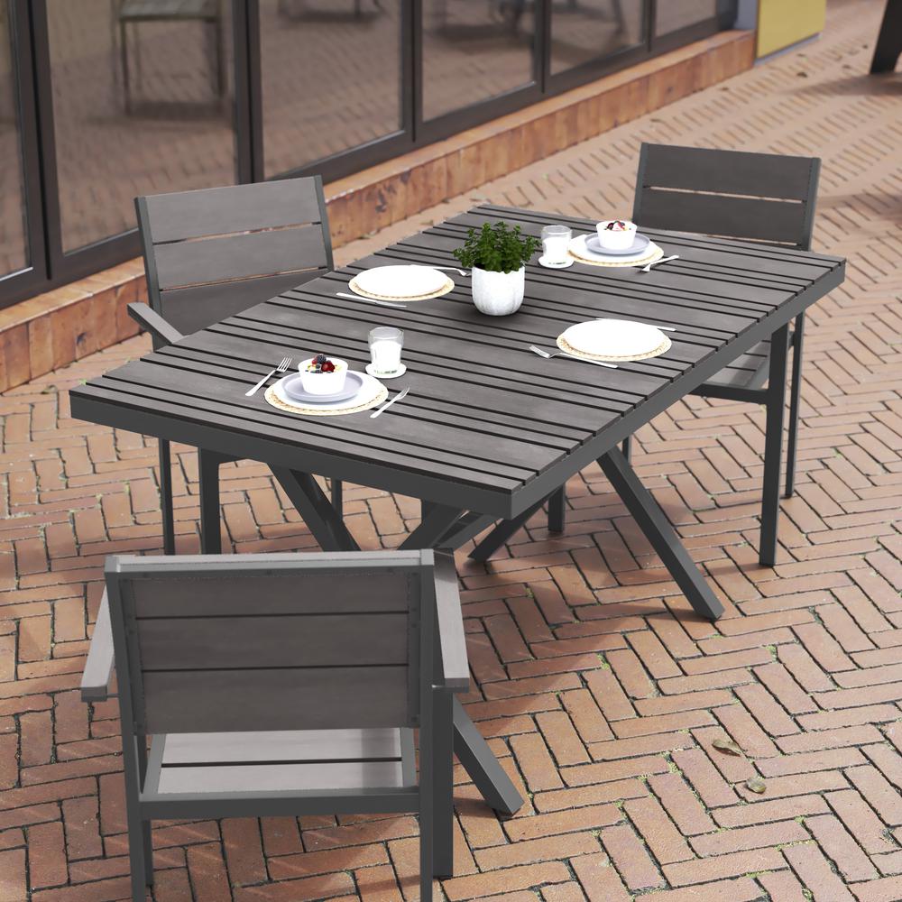 Modern Commercial Grade X-Frame Patio Dining Table. Picture 9