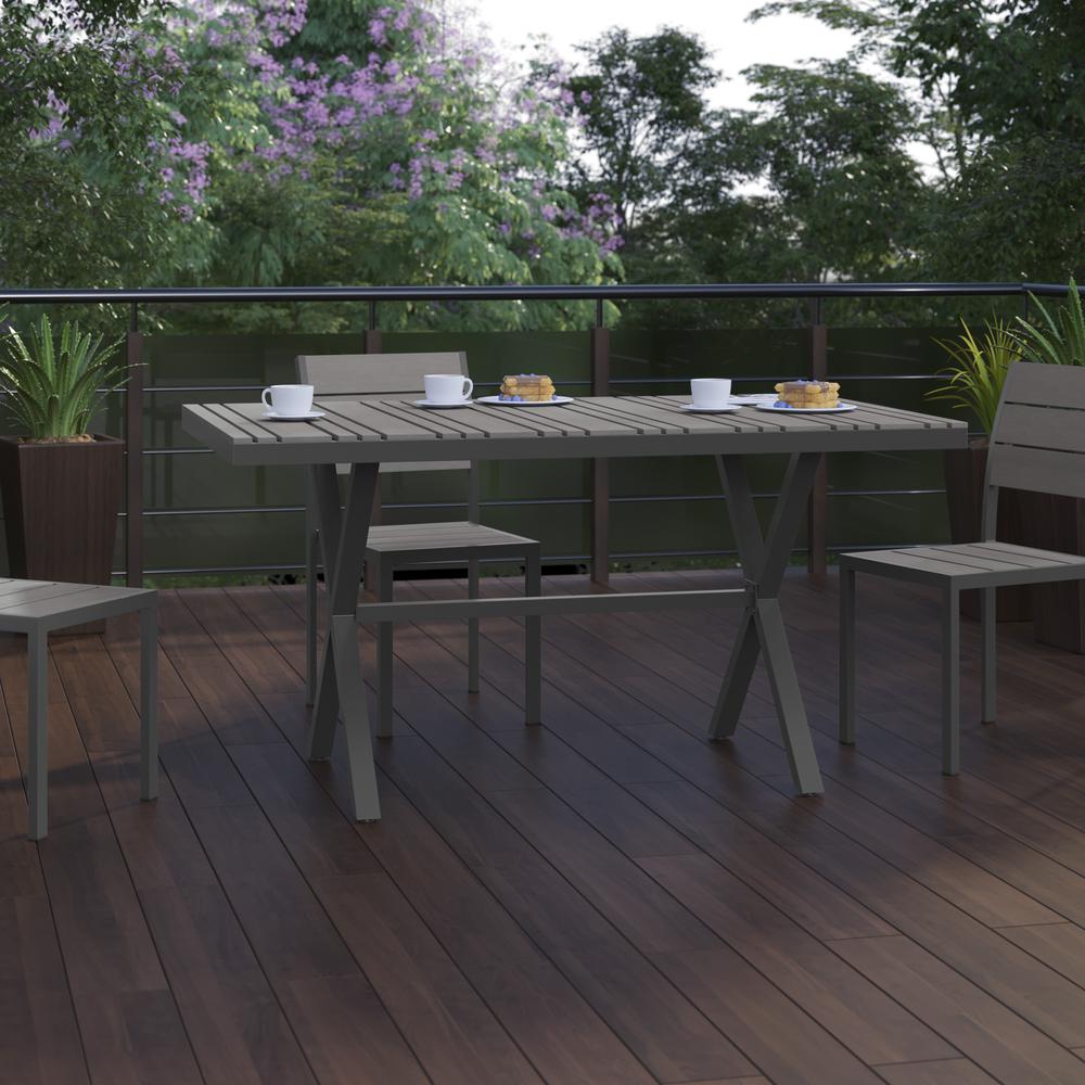 Modern Commercial Grade X-Frame Patio Dining Table. Picture 5