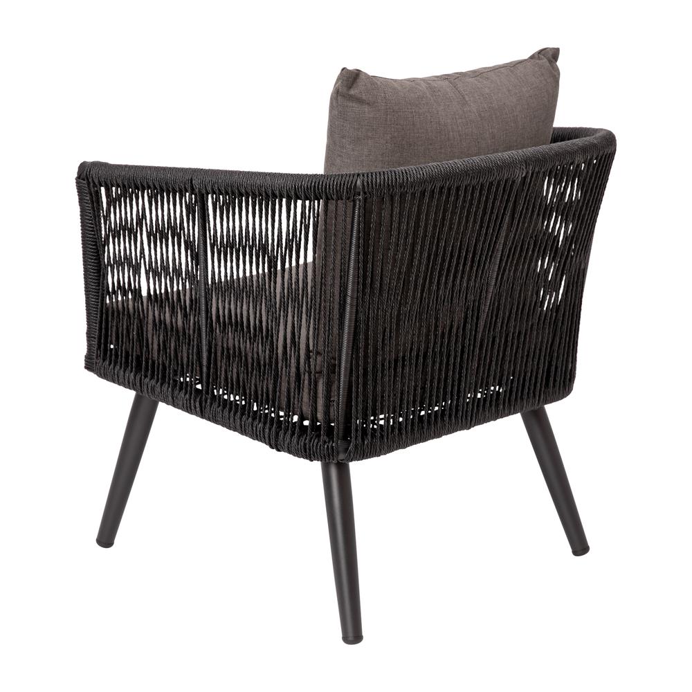 Kierra Black All-Weather 4-Piece Woven Conversation Set with Gray Zippered Removable Cushions & Metal Coffee Table. Picture 10