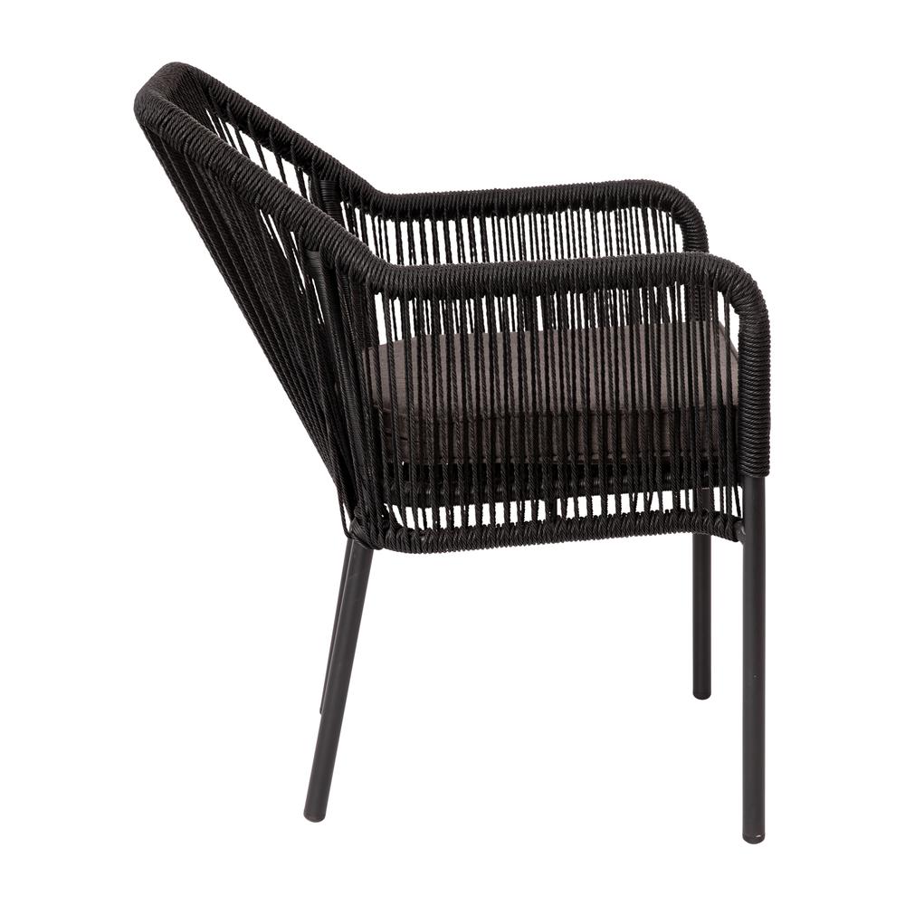 Set of 2 All-Weather Black Woven Stacking Club Chairs. Picture 10