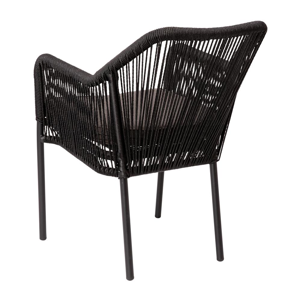 Set of 2 All-Weather Black Woven Stacking Club Chairs. Picture 7