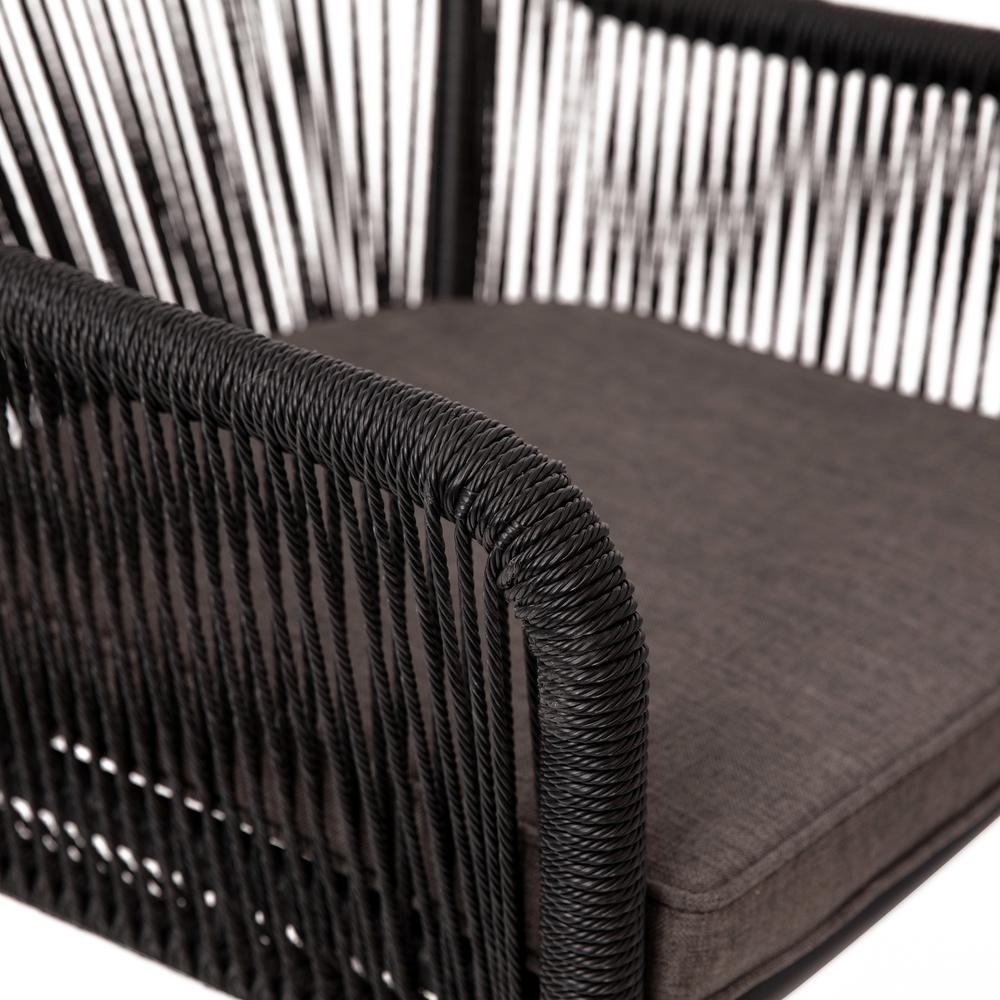 Set of 2 All-Weather Black Woven Stacking Club Chairs. Picture 13