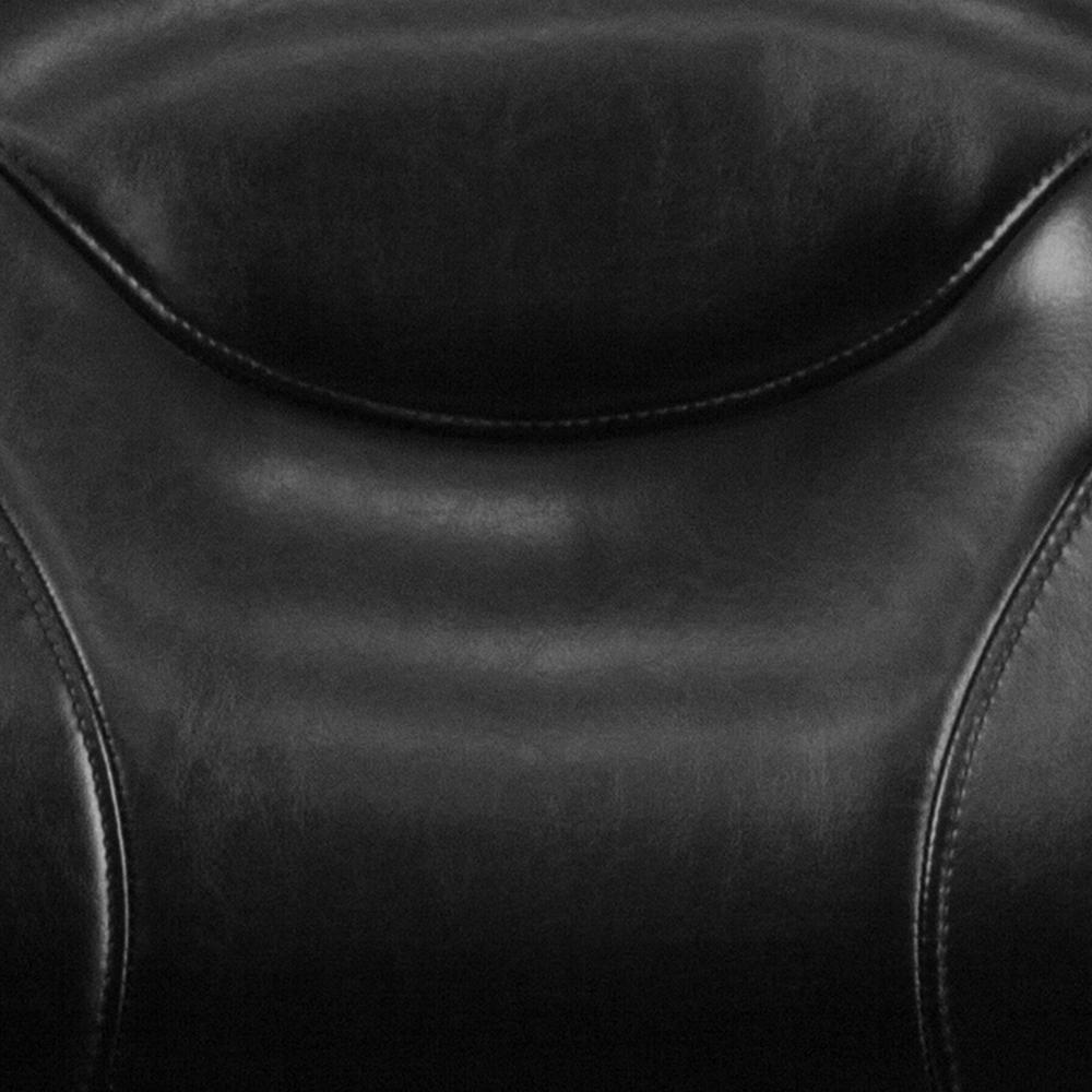 Mid-Back Black LeatherSoft Executive Ergonomic Wood Swivel Office Chair with Arms. Picture 9