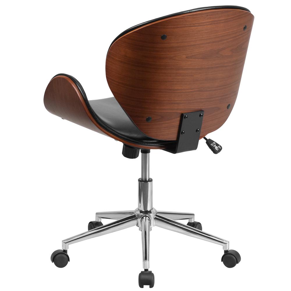 Mid-Back Walnut Wood Conference Office Chair in Black LeatherSoft. Picture 3