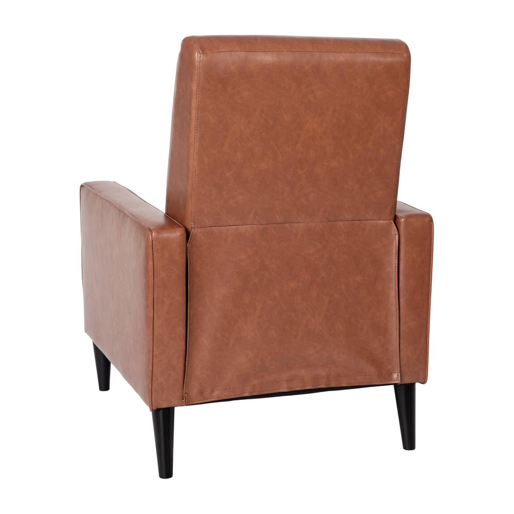 Upholstered Button Tufted Pushback Recliner in Cognac Brown for Residential, Use. Picture 6