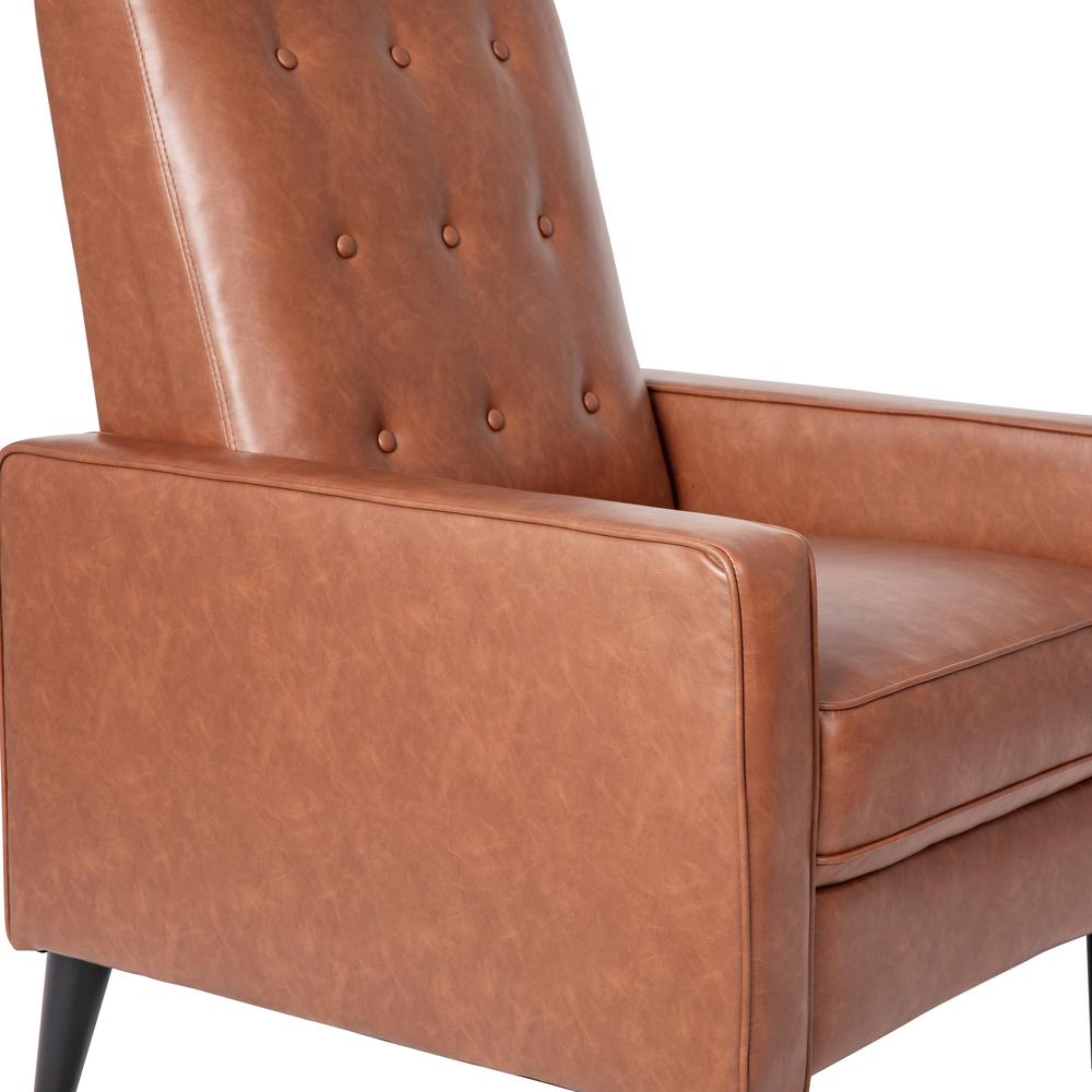 Upholstered Button Tufted Pushback Recliner in Cognac Brown for Residential, Use. Picture 12
