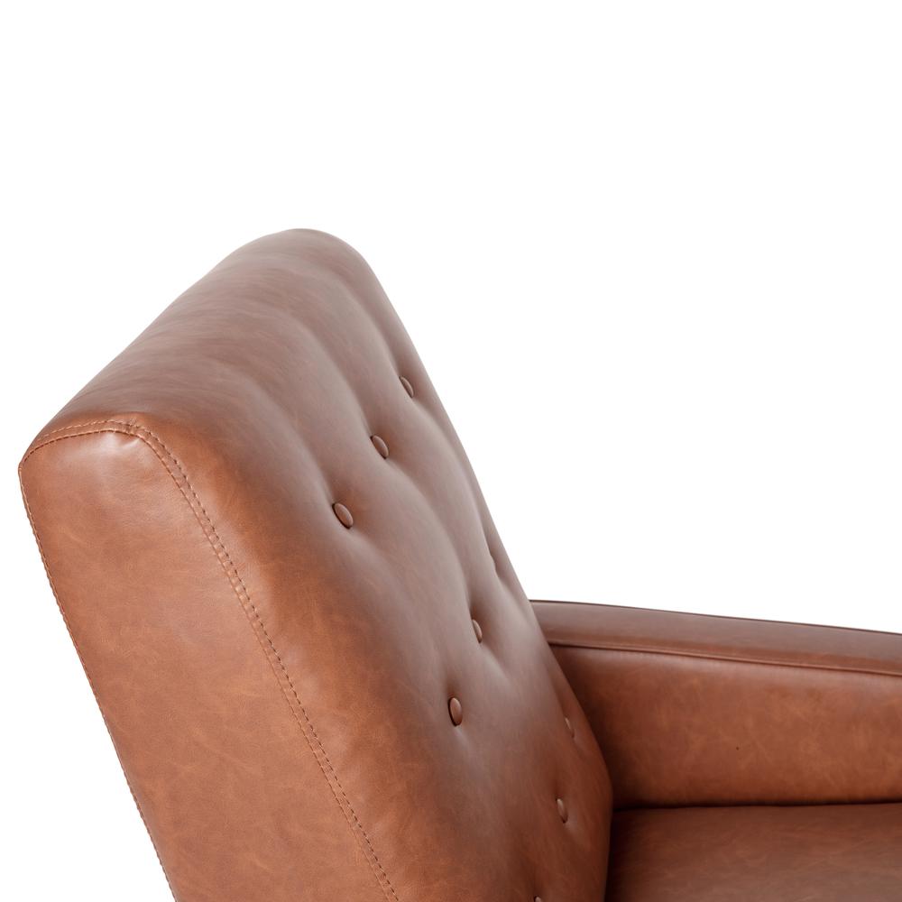 Upholstered Button Tufted Pushback Recliner in Cognac Brown for Residential, Use. Picture 13