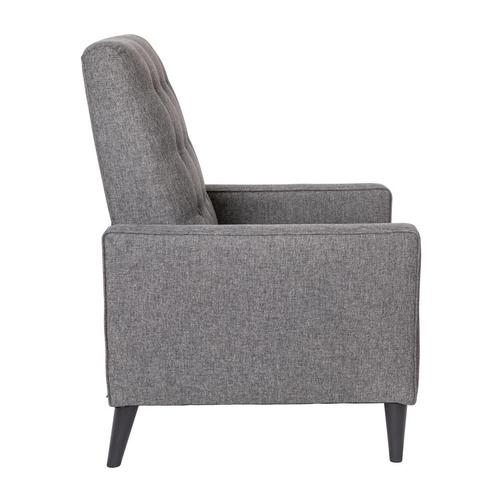 Fabric Upholstered Button Tufted Pushback Recliner in Gray for Residential, Use. Picture 8