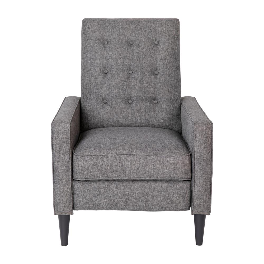 Fabric Upholstered Button Tufted Pushback Recliner in Gray for Residential, Use. Picture 9