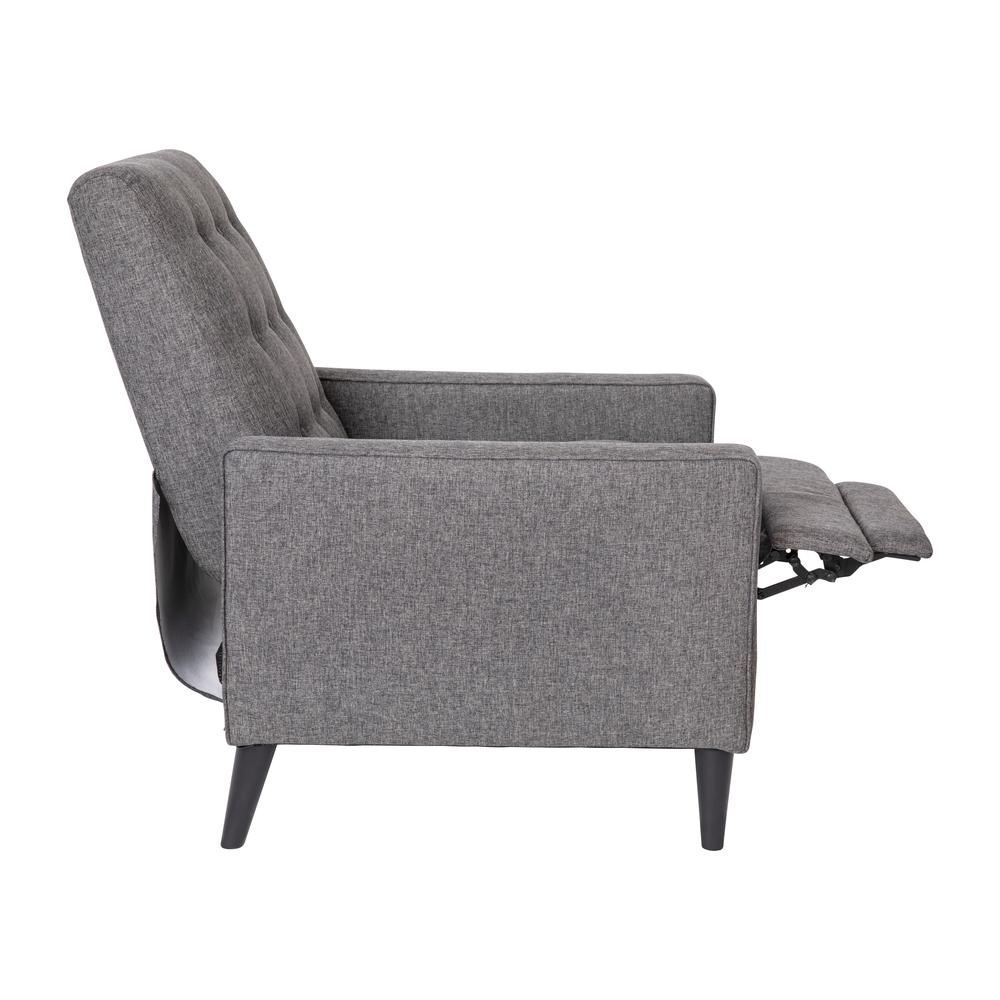 Fabric Upholstered Button Tufted Pushback Recliner in Gray for Residential, Use. Picture 7