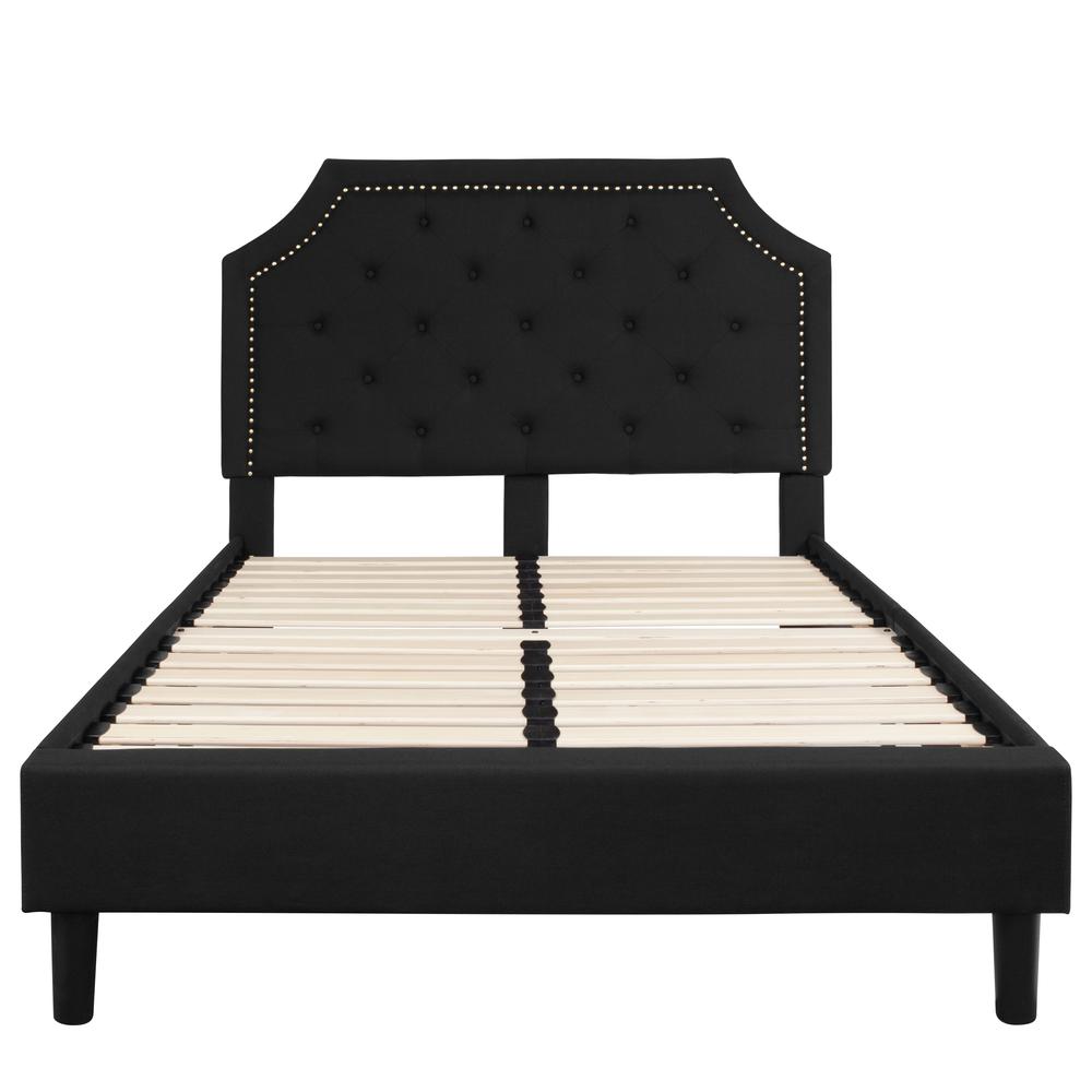 Full Size Arched Tufted Upholstered Platform Bed in Black Fabric. Picture 3