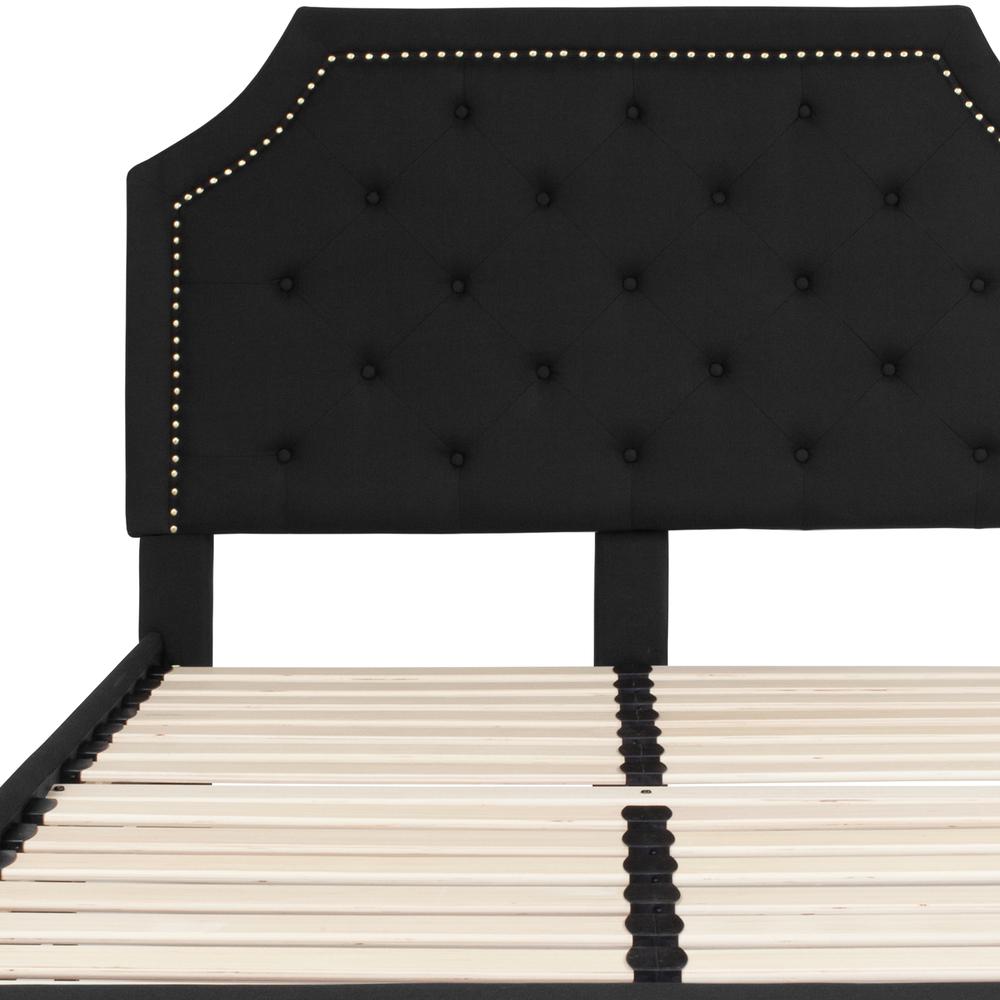 Full Size Tufted Upholstered Platform Bed in Black Fabric. Picture 3