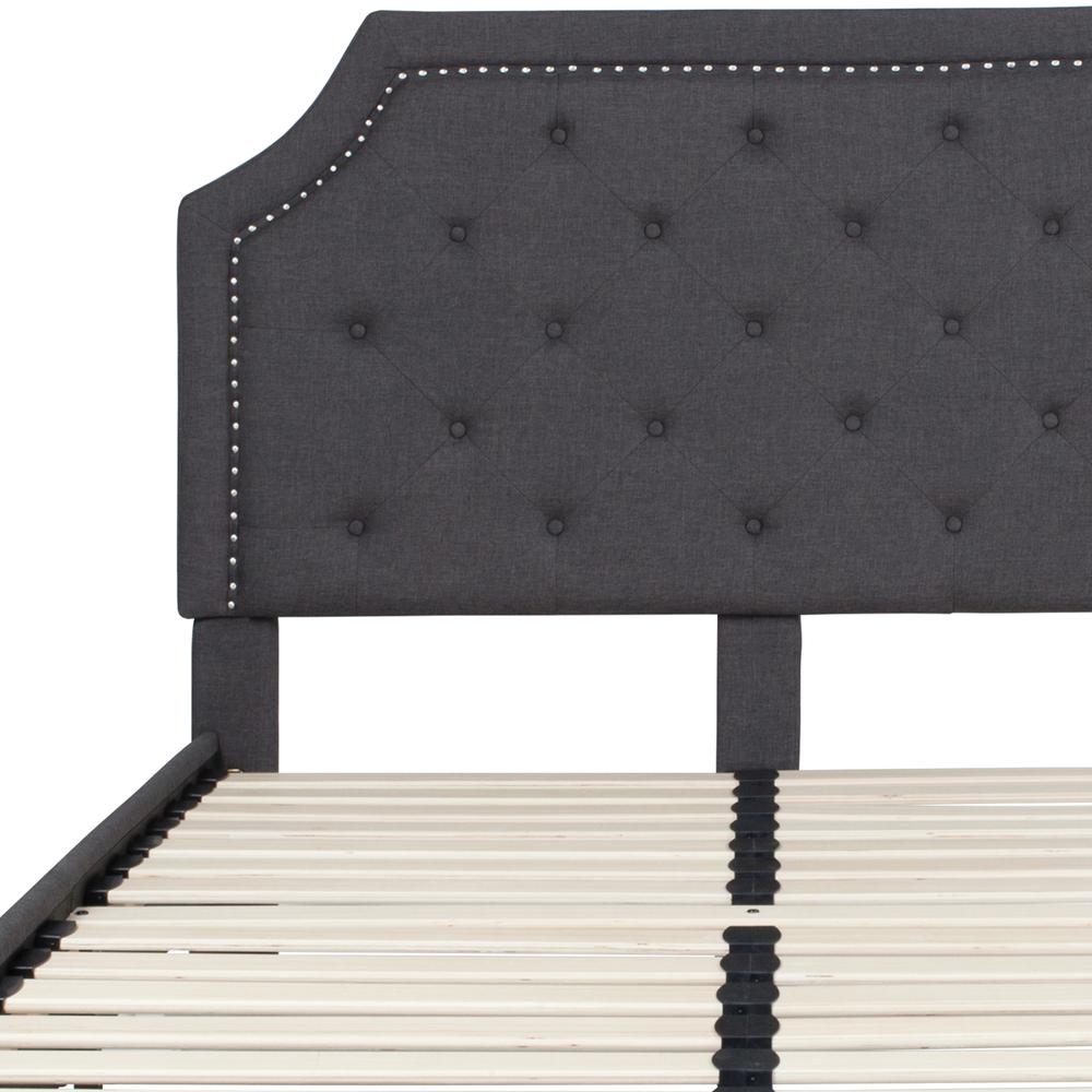 Full Size Tufted Upholstered Platform Bed in Dark Gray Fabric. Picture 3