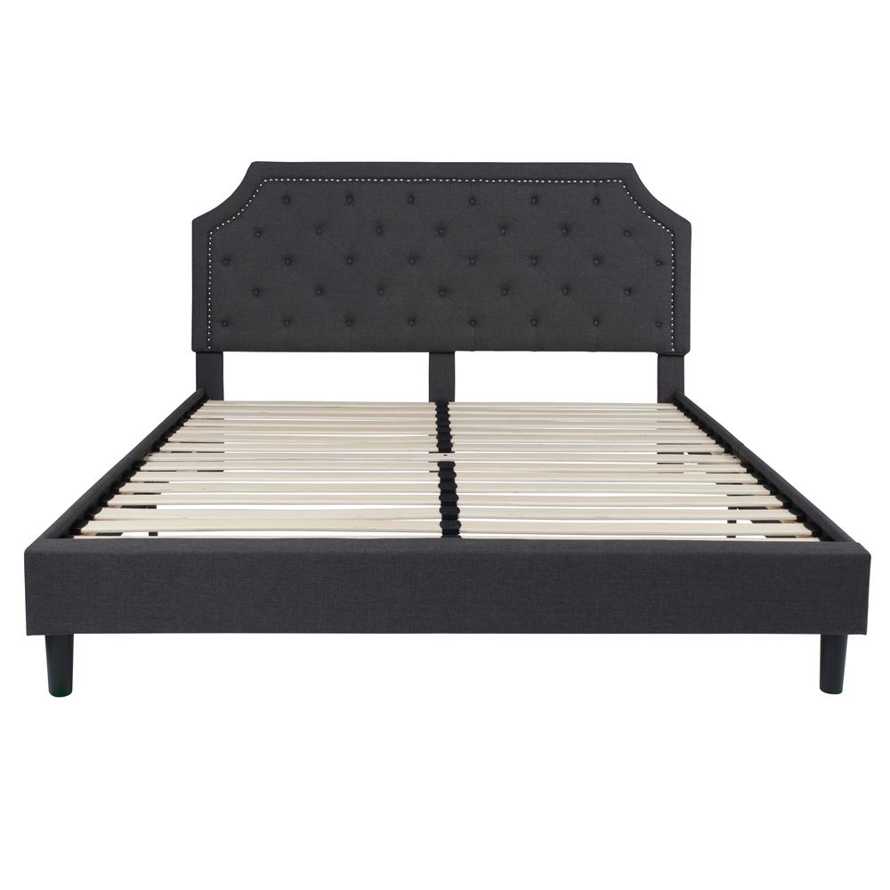 King Size Tufted Upholstered Platform Bed in Dark Gray Fabric. Picture 2