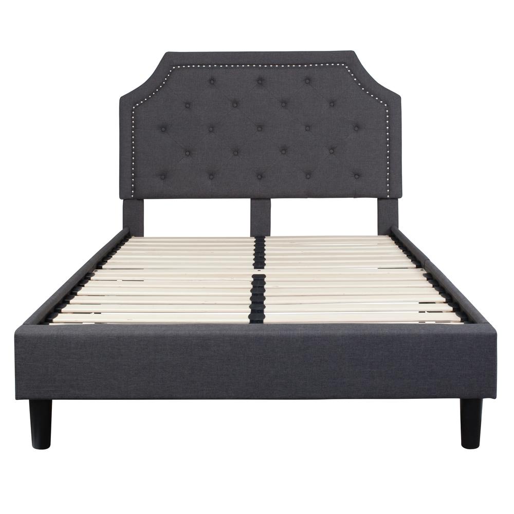 Full Size Tufted Upholstered Platform Bed in Dark Gray Fabric. Picture 11