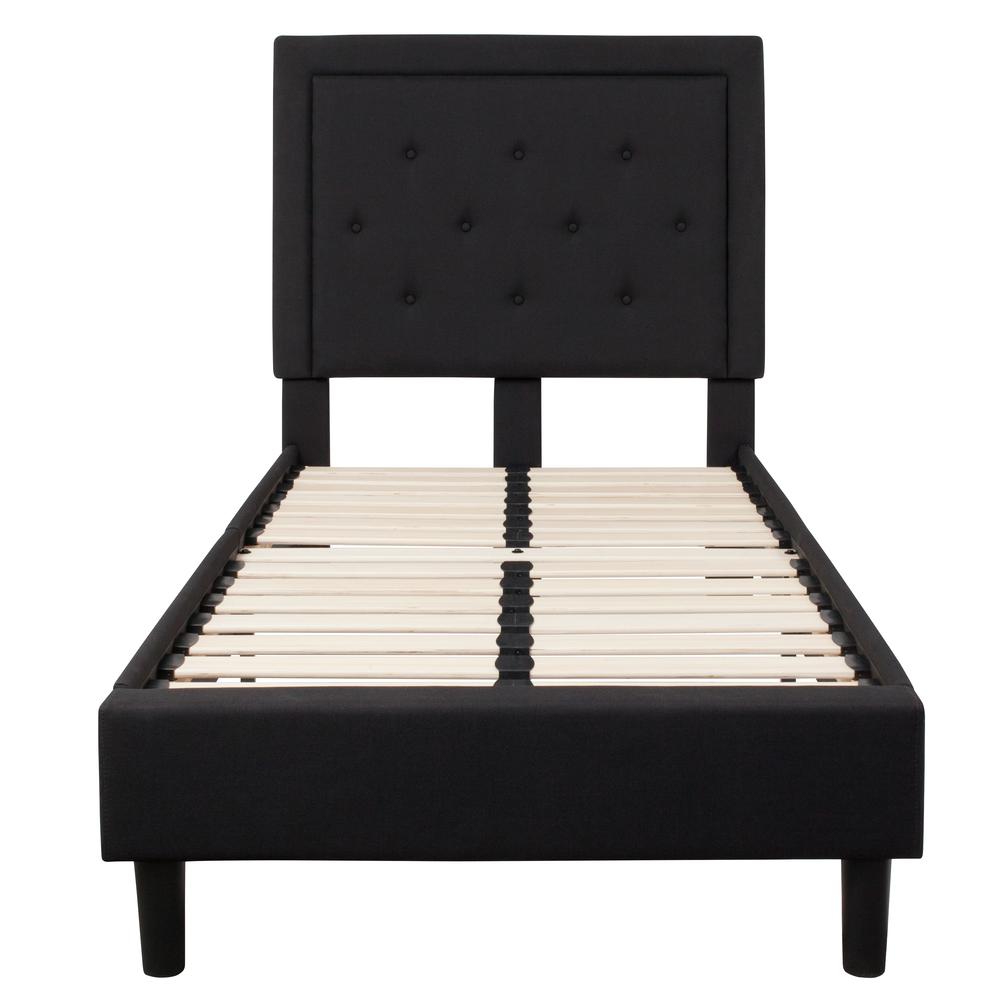 Twin Size Tufted Upholstered Platform Bed in Black Fabric. Picture 11