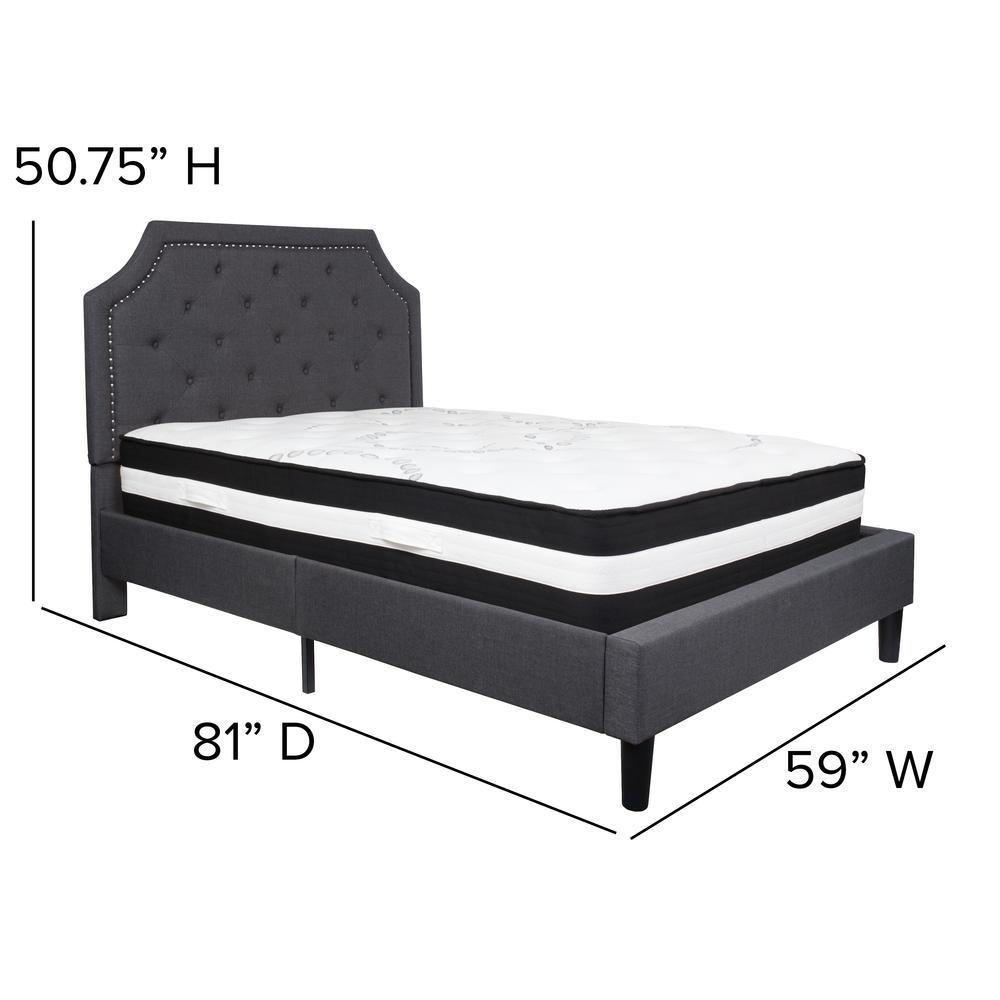 Full Size Arched Tufted Upholstered Platform Bed in Dark Gray Fabric with Pocket Spring Mattress. Picture 2