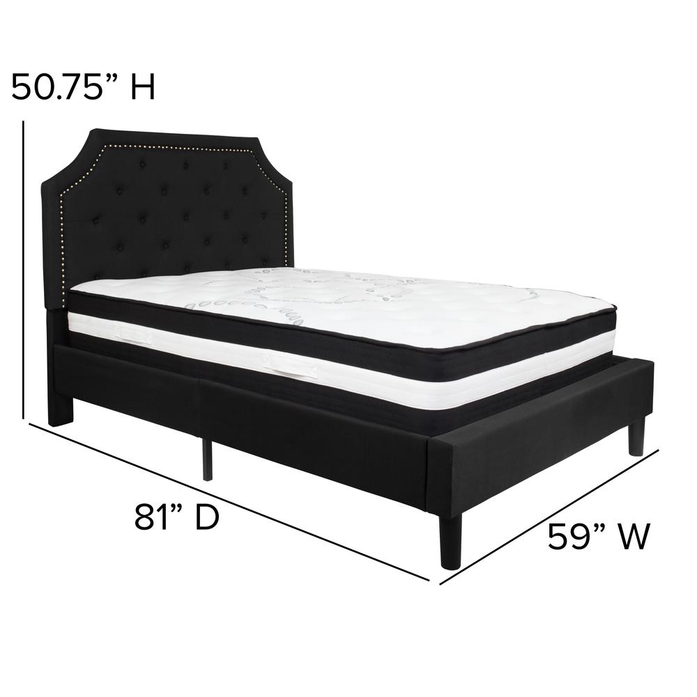 Full Size Arched Tufted Upholstered Platform Bed in Black Fabric with Pocket Spring Mattress. Picture 2