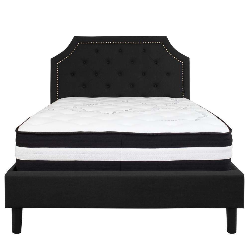 Full Size Arched Tufted Upholstered Platform Bed in Black Fabric with Pocket Spring Mattress. Picture 3
