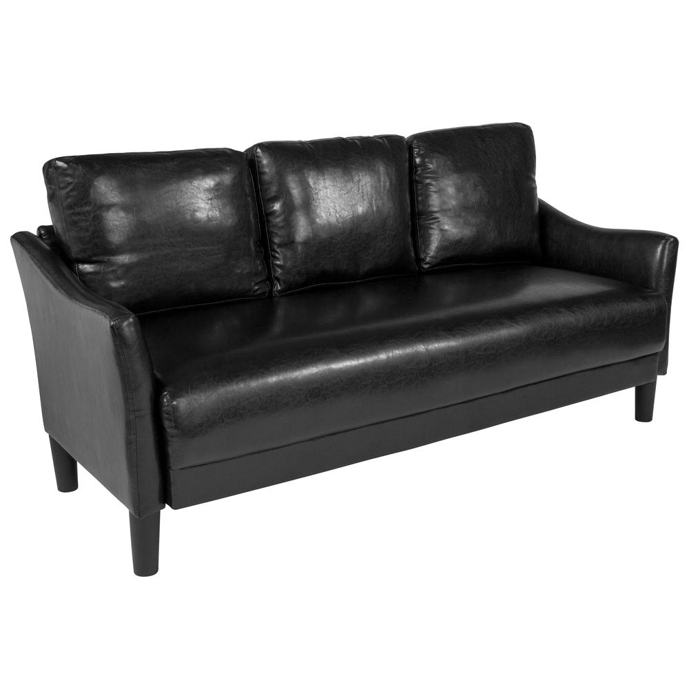 Asti Upholstered Sofa in Black LeatherSoft. The main picture.